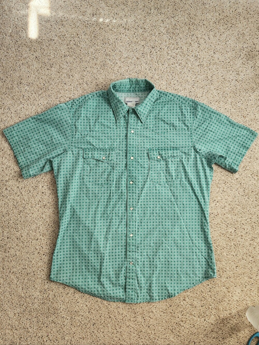 Wrangler Teal Blue Snap Button Western Shirt